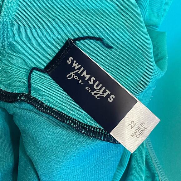 NWT Swimsuits For All 22 blue stripe one piece beach vacation travel ocean pool - Picture 4 of 8